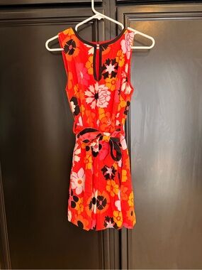 Victoria Beckham for Target Floral Sleeveless Belted Romper Red Pink XS Casual